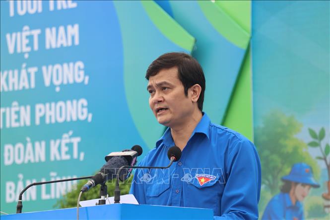 Bí thư Thứ nhất Trung ương Đoàn Bùi Quang Huy phát biểu. Ảnh: Hoàng Ngà - TTXVN