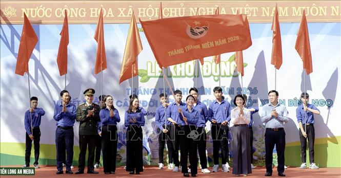 Tỉnh đoàn Thanh Hóa tổ chức Lễ khởi động tháng Thanh niên năm 2026. Ảnh: Nguyễn Nam-TTXVN