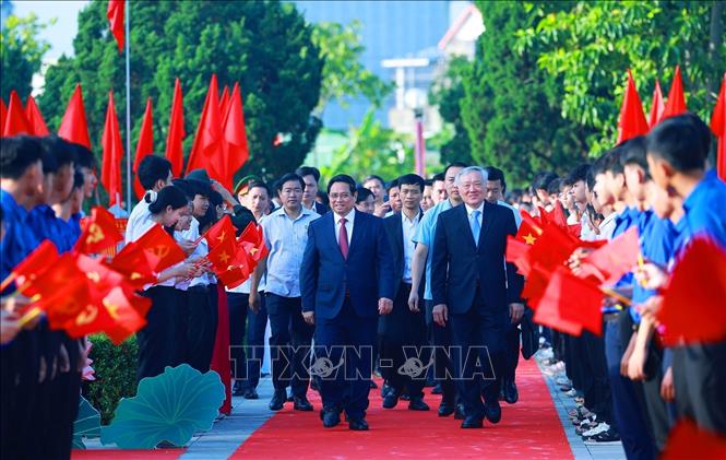Thủ tướng Phạm Minh Chính đến dự Lễ kỷ niệm 120 năm Ngày sinh Thủ tướng Phạm Văn Đồng. Ảnh: Dương Giang-TTXVN 
