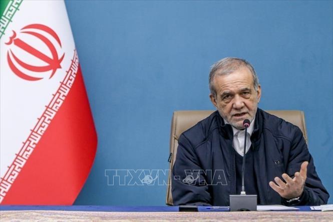 Tổng thống Iran Masoud Pezeshkian phát biểu tại một sự kiện. Ảnh: IRNA/TTXVN