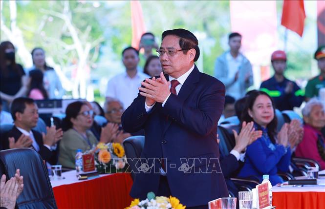 Thủ tướng Phạm Minh Chính dự Lễ kỷ niệm 120 năm Ngày sinh Thủ tướng Phạm Văn Đồng. Ảnh: Dương Giang-TTXVN 