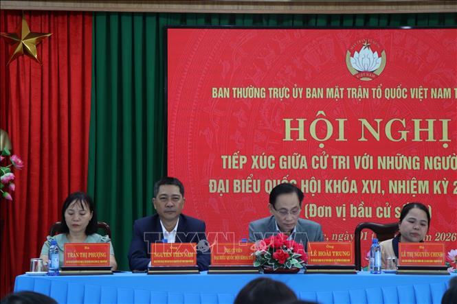 Các đại biểu ứng cử viên Đại biểu Quốc hội thuộc Đơn vị bầu cử số 4 (thành phố Huế). Ảnh: Mai Trang - TTXVN 