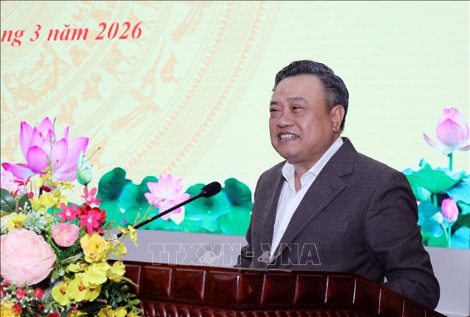 Chủ nhiệm Ủy ban Kiểm tra Trung ương Trần Sỹ Thanh trình bày chương trình hành động với cử tri tỉnh Lạng Sơn. Ảnh: Văn Đạt - TTXVN