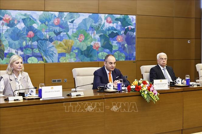 Phó Chủ tịch thứ nhất Quốc hội Hy Lạp Ioannis Plakiotakis phát biểu. Ảnh: Doãn Tấn - TTXVN 