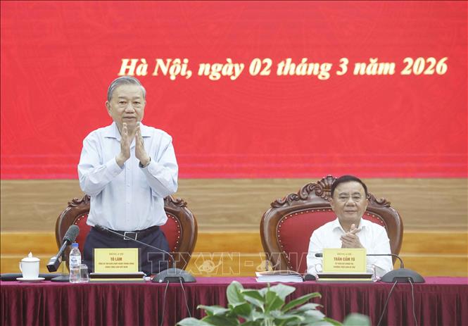 Tổng Bí thư Tô Lâm tại cuộc làm việc với Ban Chính sách, chiến luợc Trung ương. Ảnh: Thống Nhất – TTXVN