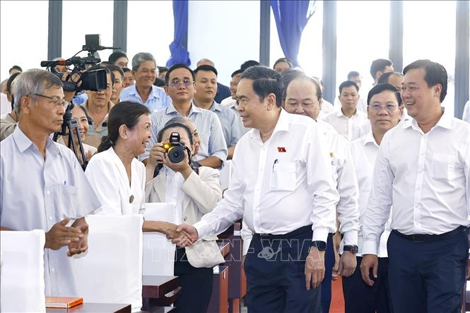 Chủ tịch Quốc hội Trần Thanh Mẫn tiếp xúc cử tri tại xã Tân An Hội, TP. Hồ Chí Minh. Ảnh: Doãn Tấn - TTXVN