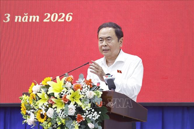 Chủ tịch Quốc hội Trần Thanh Mẫn phát biểu. Ảnh: Doãn Tấn - TTXVN