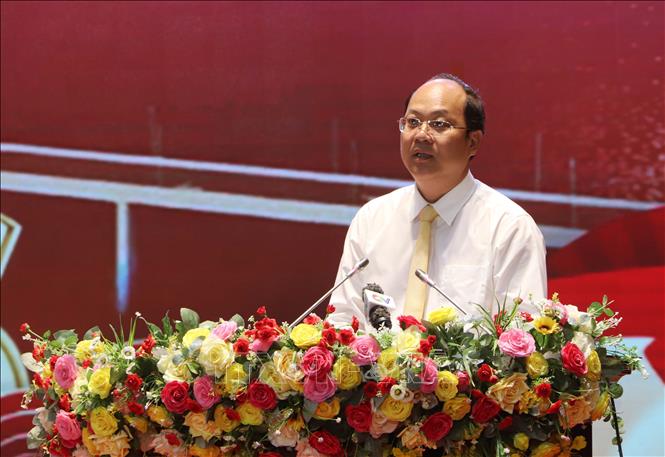 Bí thư Tỉnh ủy Cà Mau Nguyễn Hồ Hải phát biểu. Ảnh: Tuấn Phi - TTXVN