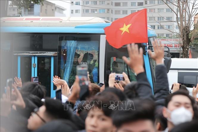 Tân binh tham dự lễ giao, nhận quân năm 2026 tại điểm giao nhận quân số 06: Ban chỉ huy PTkV4 - Gia Lâm. Ảnh: Minh Quyết - TTXVN