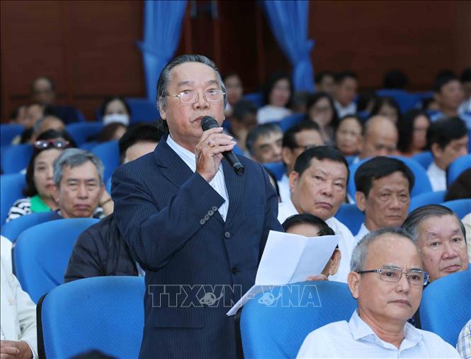 Cử tri phường Thanh Khê Ngô Nhật Anh phát biểu tại hội nghị. Ảnh: Phương Hoa - TTXVN