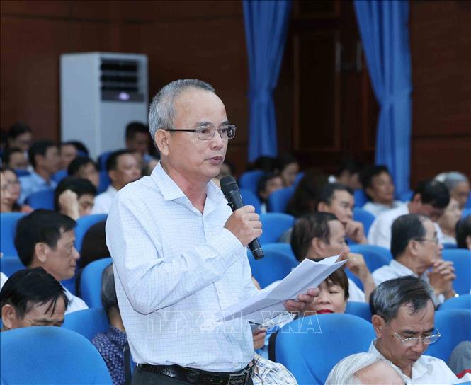 Cử tri phường Thanh Khê Lê Lập phát biểu tại hội nghị. Ảnh: Phương Hoa - TTXVN