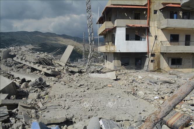 Cảnh đổ nát sau cuộc không kích của Israel tại Meidoun, Liban, ngày 3/3/2026. Ảnh: THX/TTXVN