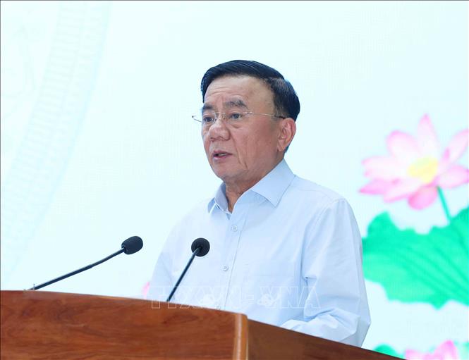 Thường trực Ban Bí thư Trần Cẩm Tú phát biểu tại hội nghị. Ảnh: Phương Hoa - TTXVN