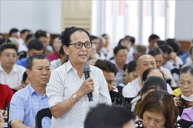 Cử tri xã Đông Thạnh, Thành phố Hồ Chí Minh phát biểu. Ảnh: Doãn Tấn - TTXVN