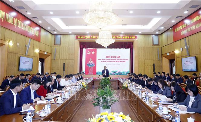 Tổng Bí thư Tô Lâm làm việc với Ban Tuyên giáo và Dân vận Trung ương. Ảnh: Thống Nhất – TTXVN