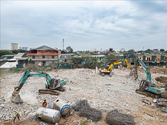 Công tác giải phóng mặt bằng Dự án Hồ điều hòa Phú Đô cơ bản hoàn thiện với tỉ lệ hơn 90%. Ảnh: Lê Đông - TTXVN