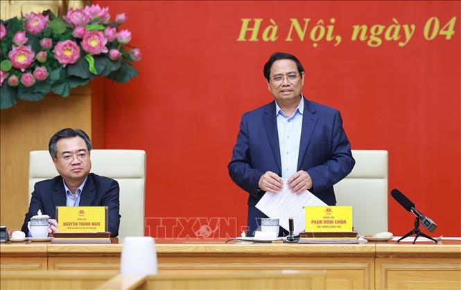 Bí thư Đảng uỷ, Thủ tướng Chính phủ Phạm Minh Chính phát biểu. Ảnh: Dương Giang-TTXVN  
