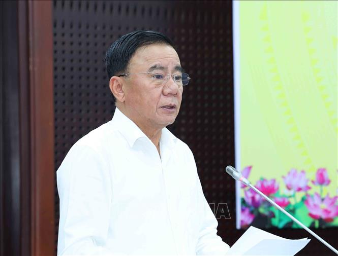 Thường trực Ban Bí thư Trần Cẩm Tú phát biểu tại hội nghị. Ảnh: Phương Hoa - TTXVN