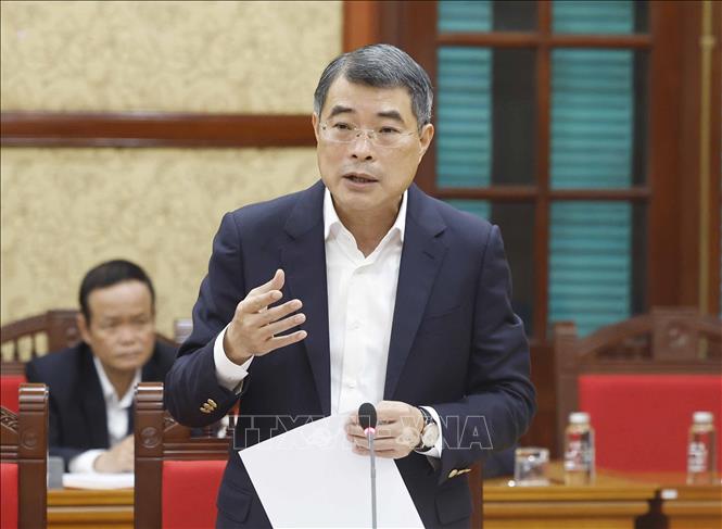 Đồng chí Lê Minh Hưng, Uỷ viên Bộ Chính trị, Bí thư Trung ương Đảng, Trưởng Ban Tổ chức Trung ương phát biểu. Ảnh: Thống Nhất – TTXVN