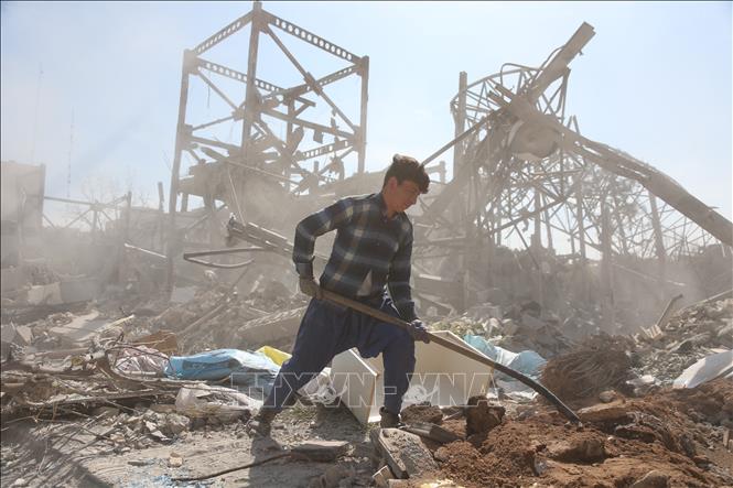 Thiệt hại sau các cuộc không kích của Mỹ và Israel tại Tehran, Iran. Ảnh: THX/TTXVN