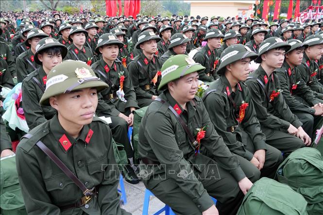 Những tân binh tham gia nghĩa vụ Công an Nhân dân. Ảnh: Trung Kiên - TTXVN