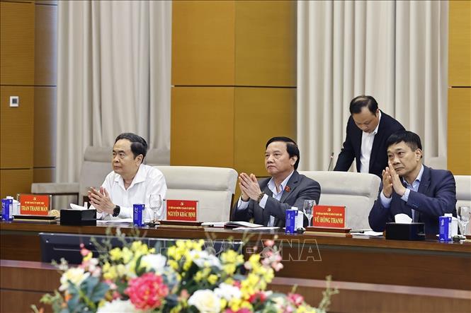 Chủ tịch Quốc hội Trần Thanh Mẫn và các Phó Chủ tịch Quốc hội dự Hội nghị. Ảnh: Doãn Tấn - TTXVN