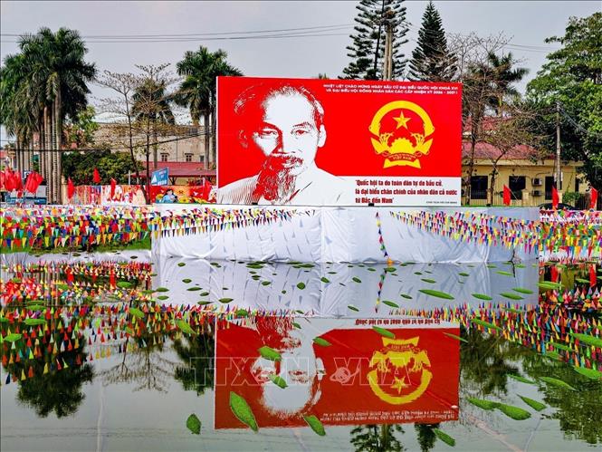Decorations for the Election Day in Soc Son commune. VNA Photo: Trung Nguyên