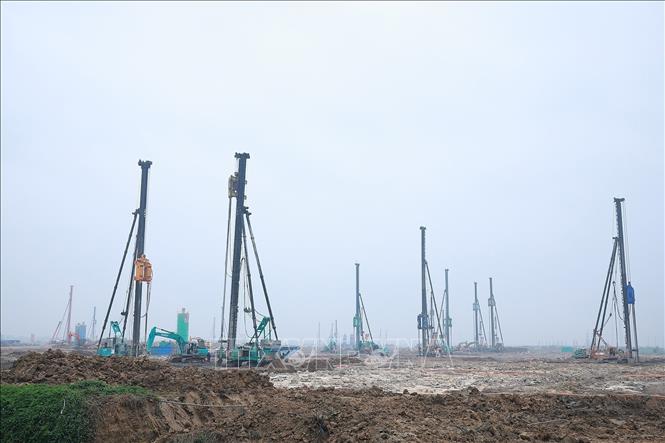 Công trường thi công Dự án Cảng hàng không quốc tế Gia Bình. Ảnh: Dương Giang-TTXVN
