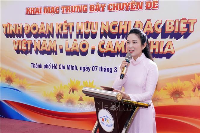 Bà Nguyễn Thị Thanh Thúy, Phó Giám đốc Sở Văn hóa và Thể thao Thành phố Hồ Chí Minh phát biểu tại lễ khai mạc. Ảnh: Trung Tuyến – TTXVN