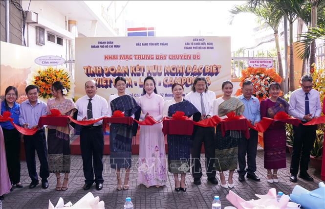 More than 150 documents, photographs and artifacts highlighting the special solidarity among Vietnam, Laos and Cambodia are being showcased at a thematic exhibition in Ho Chi Minh City. Photo: Trung Tuyen - VNA