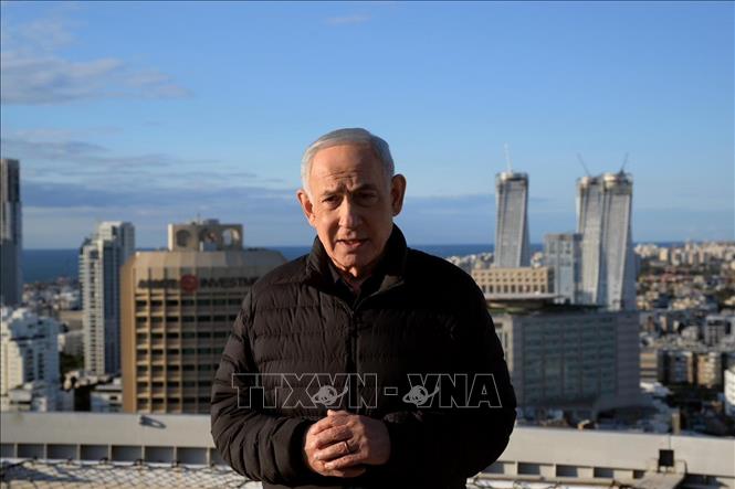 Thủ tướng Israel Benjamin Netanyahu phát biểu tại Tel Aviv. Ảnh: THX/TTXVN