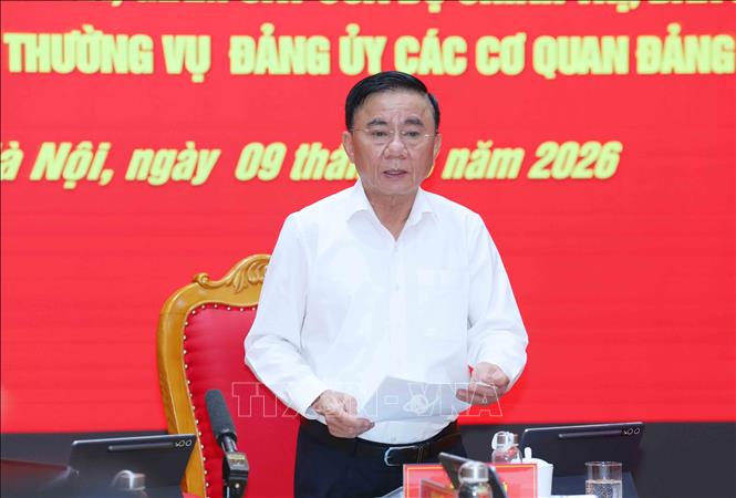 Đồng chí Trần Cẩm Tú, Ủy viên Bộ Chính trị, Thường trực Ban Bí thư, Bí thư Đảng ủy các cơ quan Đảng Trung ương phát biểu tại hội nghị. Ảnh: Phương Hoa - TTXVN