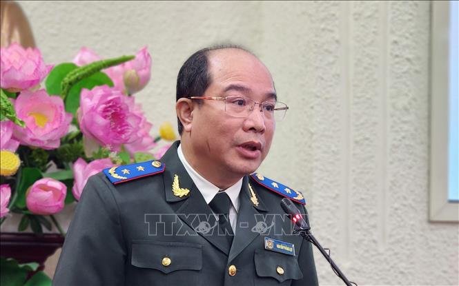 Ông Nguyễn Thắng Lợi, Cục trưởng Cục Quản lý Thi hành án dân sự (Bộ Tư pháp), phát biểu tại buổi lễ. Ảnh: Chu Thanh Vân - TTXVN