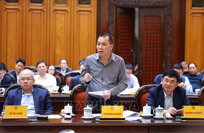 Chủ tịch Tập đoàn Điện lực Việt Nam Đặng Hoàng An phát biểu. Ảnh: Dương Giang-TTXVN 