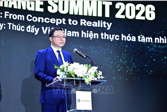 Quyền Bộ trưởng Bộ Công Thương Lê Mạnh Hùng phát biểu. Ảnh: TTXVN phát