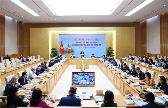 Hội nghị trực tuyến về kinh tế bạc trên thế giới và thích ứng chính sách, chiến lược của Việt Nam. Ảnh: Dương Giang-TTXVN
