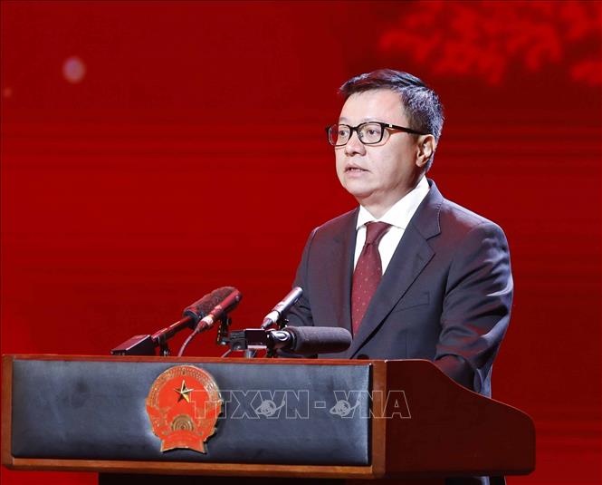 Đồng chí Lê Quốc Minh, Ủy viên Trung ương Đảng, Tổng Biên tập Báo Nhân Dân phát biểu. Ảnh: Thống Nhất – TTXVN