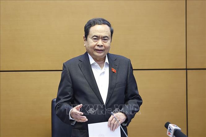 Chủ tịch Quốc hội Trần Thanh Mẫn phát biểu. Ảnh: Doãn Tấn - TTXVN