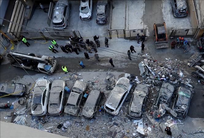 Khu vực trúng không kích của Israel tại Beirut, Liban ngày 11/3/2026. Ảnh: THX/TTXVN