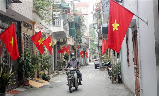 Decorations for the Election Day in an alley in the northern province of Ninh Binh. VNA Photo
