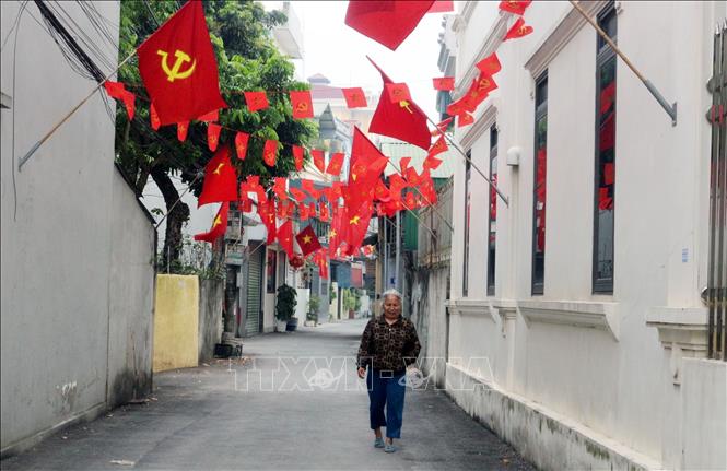 Decorations for the Election Day in an alley in the northern province of Ninh Binh. VNA Photo