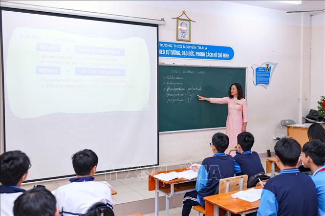 Trường THCS Nguyễn Trãi A (xã Thường Tín, Hà Nội) đã sớm triển khai ôn tập kiến thức cho học sinh lớp 9. Ảnh: Thanh Tùng - TTXVN