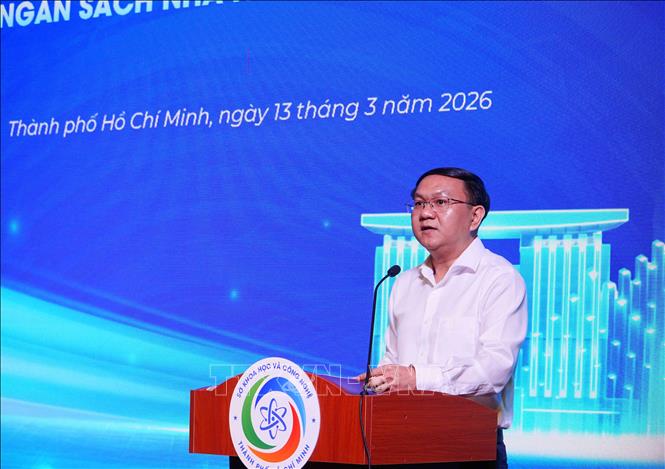 Giám đốc Sở Khoa học và Công nghệ Thành phố Hồ Chí Minh Lâm Đình Thắng chia sẻ về Đề án. Ảnh: Thu Hoài - TTXVN