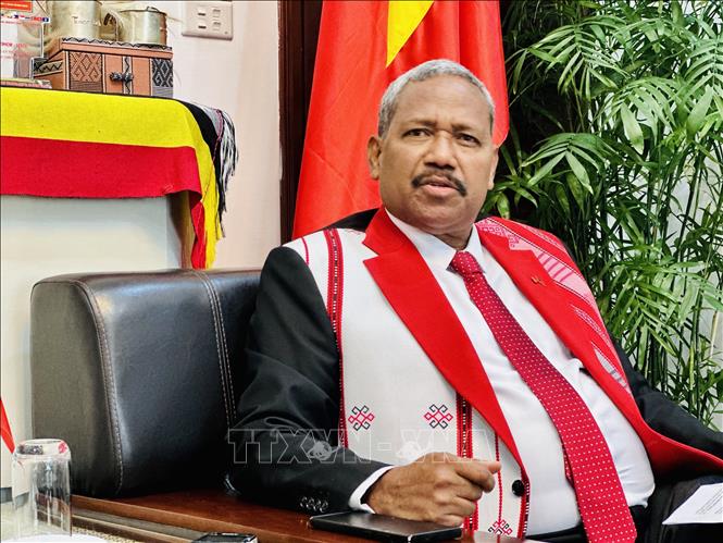 Đại sứ Timor Leste tại Việt Nam João Pereira trả lời phỏng vấn của phóng viên TTXVN. Ảnh: Việt Đức - TTXVN 