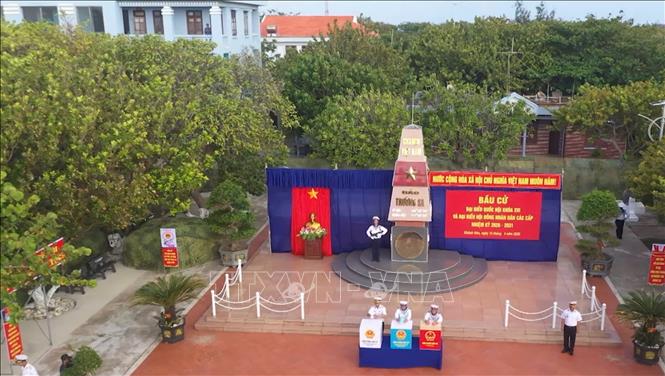 Không khí bầu cử ở đảo Trường Sa, đặc khu Trường Sa, tỉnh Khánh Hòa sáng 15/3/2026. Ảnh: TTXVN phát