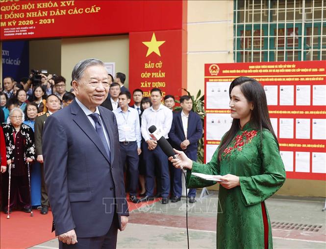 Tổng Bí thư Tô Lâm trả lời phỏng vấn các cơ quan thông tấn, báo chí. Ảnh: Thống Nhất - TTXVN