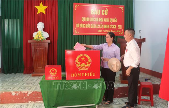 Cử tri Đồng Nai phấn khởi bỏ phiếu lựa chọn ra những đại biểu ưu tú. Ảnh: Lê Xuân-TTXVN