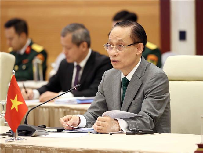 Bộ trưởng Bộ Ngoại giao Lê Hoài Trung phát biểu tại hội nghị. Ảnh: An Đăng - TTXVN