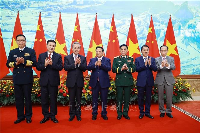 Thủ tướng Phạm Minh Chính tiếp Bộ trưởng các Bộ Ngoại giao, Quốc phòng, Công an Trung Quốc dự Hội nghị lần thứ nhất, Cơ chế đối thoại chiến lược “3+3”. Ảnh: Dương Giang-TTXVN
