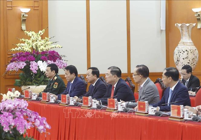 Đại biểu đoàn Việt Nam tham dự buổi tiếp. Ảnh: Thống Nhất – TTXVN